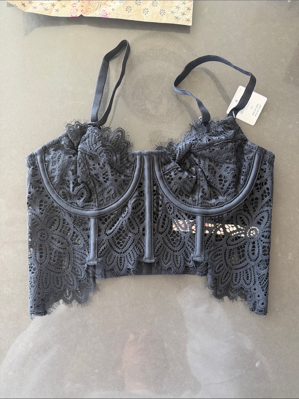 Giselle Lace Bustier - Longline Bralette - Black